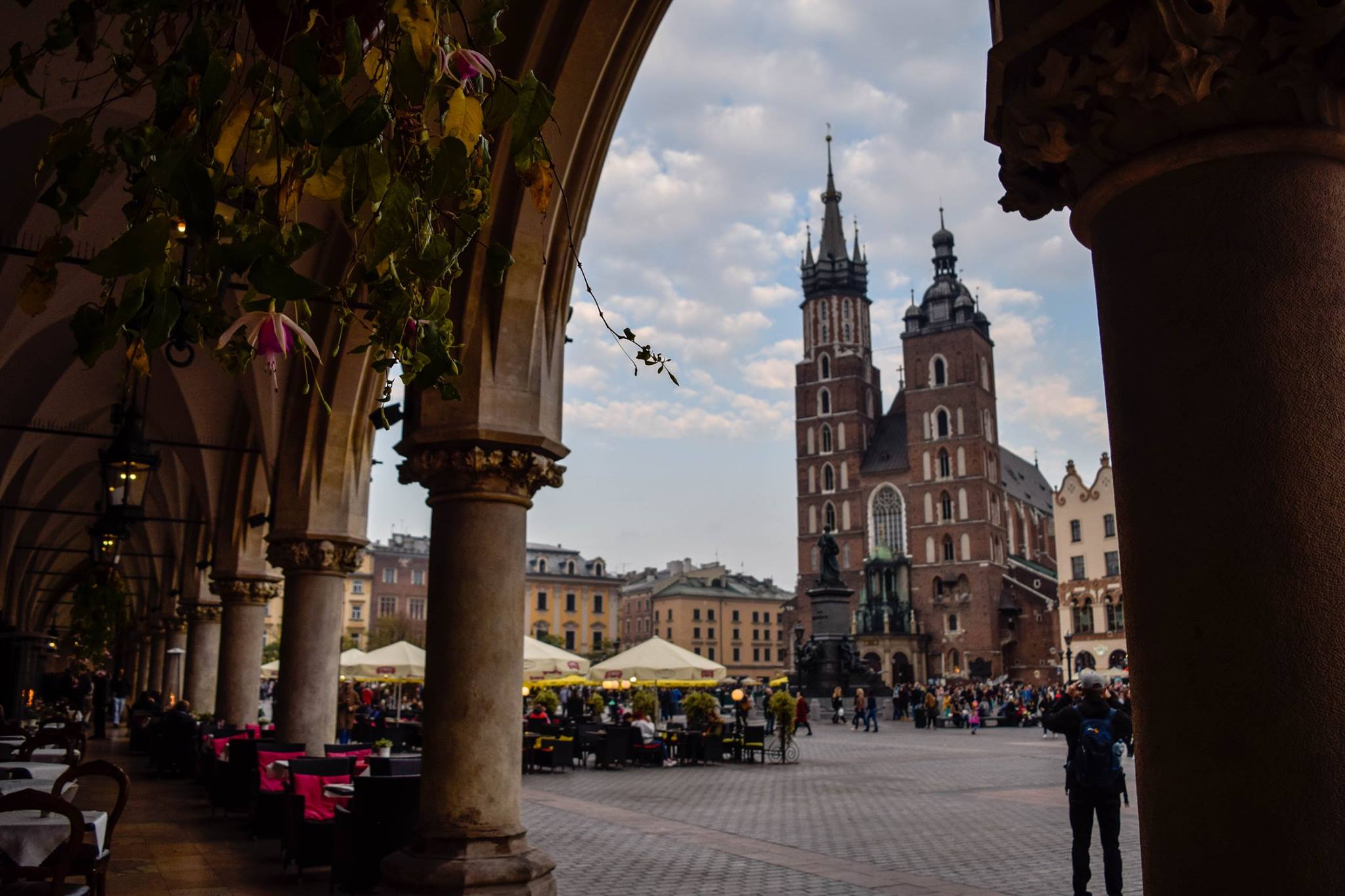 A view of St. Mary's Basilica from the Sukiennice Cloth Hall. Fall 2017.
